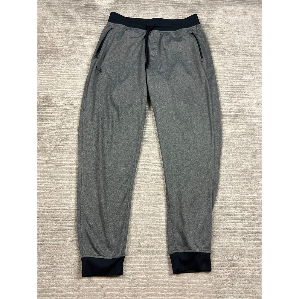 Under Armour Joggers Mens L Gray ColdGear Loose Fit 1290261 Zip Pockets Heather